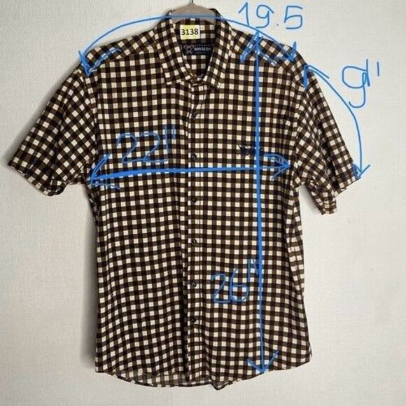 Ronaldo Long Sleeve Button Up Shirt Men Size X Large Beige/Navy Plaid Logo RND - Picture 8 of 12